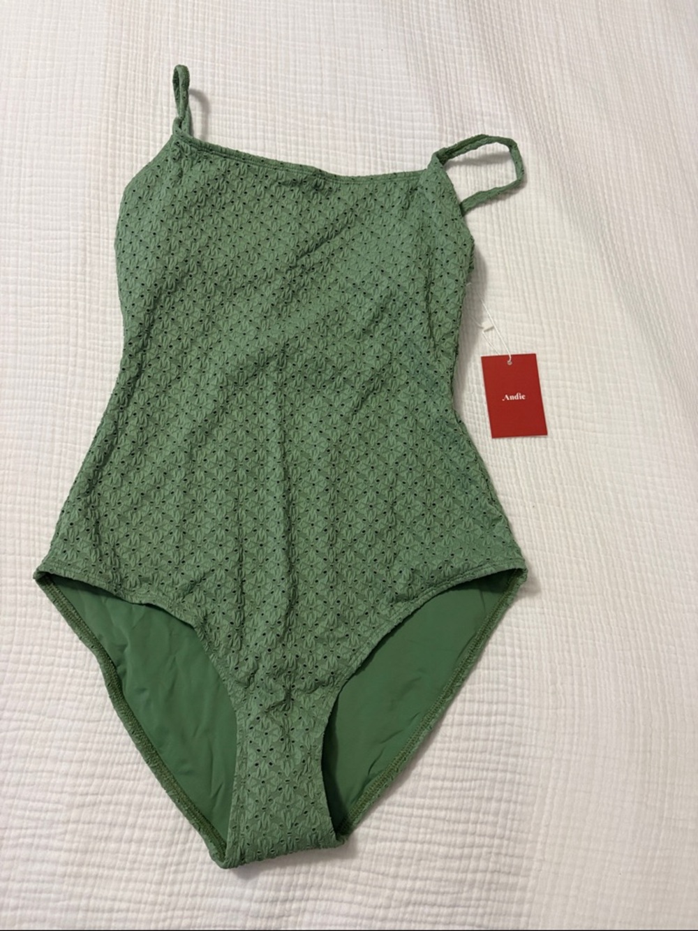 Andie Sage Green Eyelet One-Piece Swimsuit
